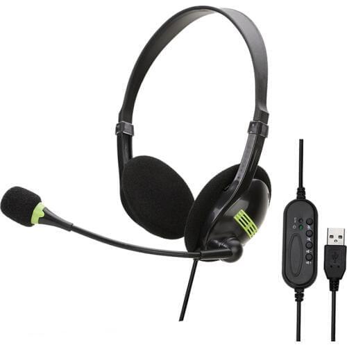 Comfortable USB Headphones For Computer With HD Microphone Multi-Key Women PC Wired Headset Working Gaming Stereo Headphone