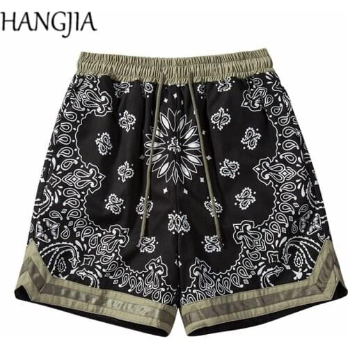 Vintage Cashew Patchwork Sweat Shorts High Street Paisley Printing Mesh Shorts Summer Fashion Beach Five-point Pants Mens