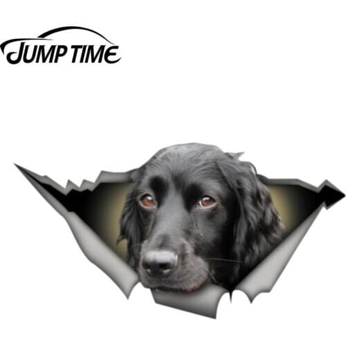 Jump Time 13cm x 6.9cm Black Cocker Spaniel Sticker Torn Metal Bumper Decal Funny Car Sticker Window Trunk Animal 3D Car Styling