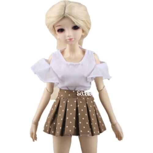 [wamami] White Shirt + Khaki Skirt For 1/4 MSD AOD DZ BJD Gril Doll Dollfie