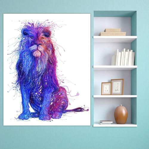 Wlong Printing Oil Painting Lions Painting White background Wall Art Canvas Prints Pictures Home Decor For Living Room Bedroom