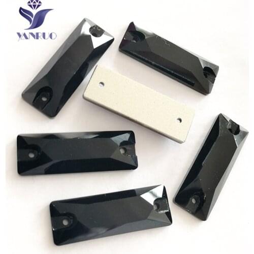 YANRUO 3255 Cosmic Baguette Black Rhinestones Sew On Stones Glass Crystal Stones For Clothing Rhinestones Wedding Dresses