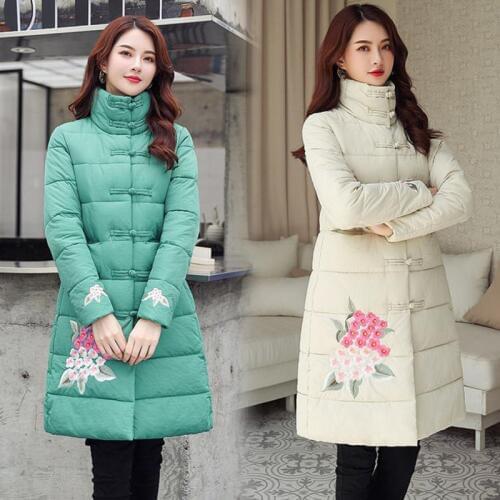 2020 High-end Parka Women Winter coat Floral Embroidery Long Women Coats Femme Jacket Oversized Thick Warm Parkas Overcoat Mujer