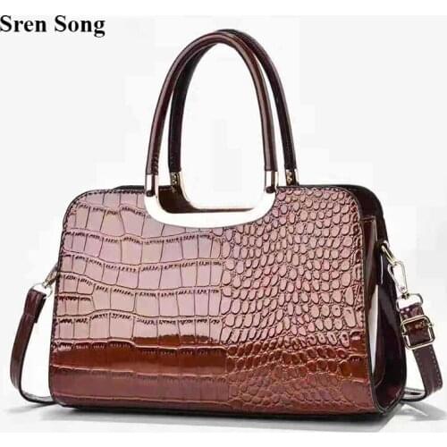 Handbags For Women Crocodile Pattern 2021 Designer Shoulder Bags Luxury Square Crossbody Bags Leather Large Capacity Purses