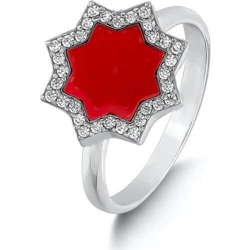 Star Model Women Ring Silver Red Stone Women Ring, 925 Sterling Silver Women Turkish Jewelry Wedding Engagement Valentine Ring