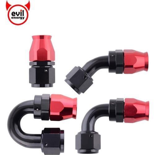 Evil energy AN10 Aluminum Swivel PTFE Reusable Hose End Fitting Adapter Straight 45/90/180 Degree For Oil Fuel Hose Line