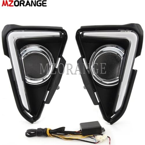 LED DRL Headlight for Toyota RAV4 RAV 4 2016 2017 2018 Led Daytime Running Light 1 Set Fog Lamp Cover Yellow Turn Signal Lamp