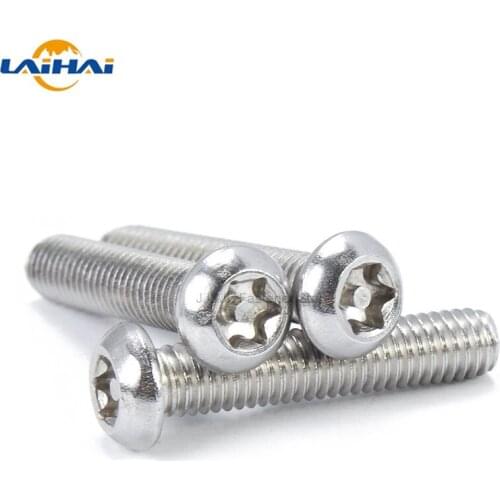 10/50pcs M2.5 M3 M4 M5 M6 M8 A2-70 304 stainless steel Six Lobe Torx Button Round Head with Pin Tamper Proof Security Screw Bolt