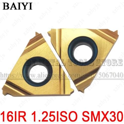 10pcs 16IR 1.25ISO SMX30 16IR 1.25 ISO SMX30 carbide thread inserts cutting thread turning tool Lathe Cutter Tools thread blade