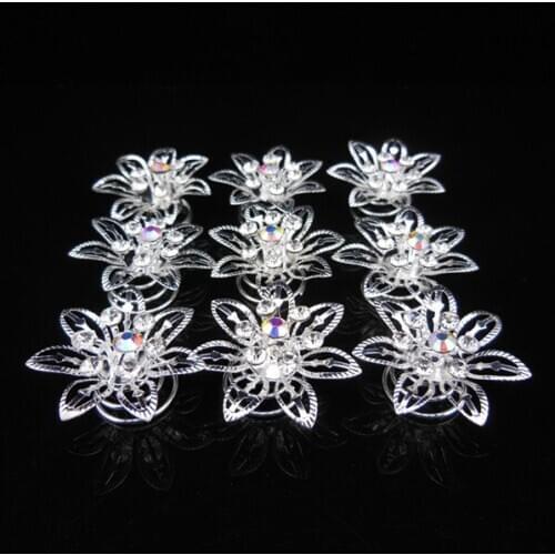 200 Pcs 2015 New Silver Plated Metal Bridal Wedding Prom Crystal Twists Spins Hair Pins Hair Accessory