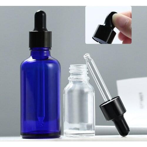 30pcs Empty Dropper Bottle Amber Essential Oil Glass Aromatherapy Liquid Blue 5ml-100ml Reagent Pipette Refillable Drop Bottles