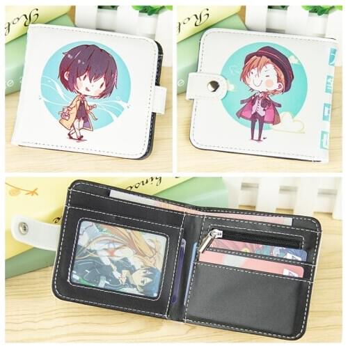 Anime Bungo Stray Dogs Short Button Wallet Cartoon Folding Zipper Purse Coin Bag