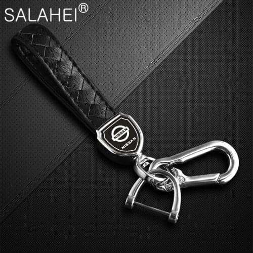 Car Styling Alloy Metal Leather Car Key Keychain Ring Accessories For Nissan Qashqai Teana X Trail T32 Juke Sentra Sylphy Almera
