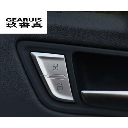 Car styling Door Unlock Switch Button Cover Trim Decal Chrome Handle Key Stickers Interior auto Accessories For Audi A4 B8 Q5 A6