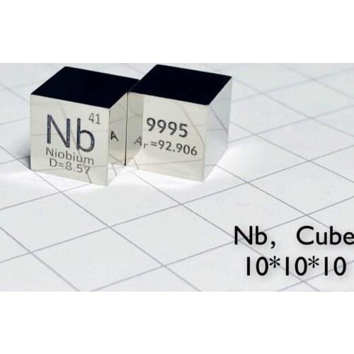 Free shipping 6-sided Mirror Polished Double-sided Engraved Metal 10mm Niobium Nb Cube Nb≥99.95