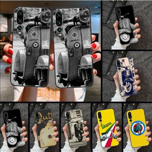 Vespa Scooter Motorcycle Phone case For Huawei P Mate P10 P20 P30 P40 10 20 Smart Z Pro Lite 2019 black art bumper pretty