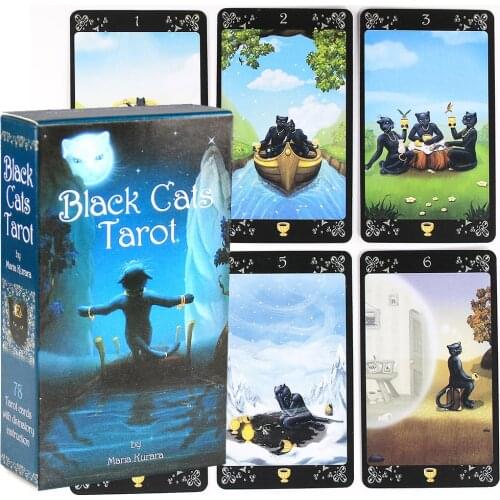 Black Cats Tarot Cards Deck PRISMA VISIONS TAROTCard Game 78 Cards with Guidebook Divination English, Spanish, French, Italian