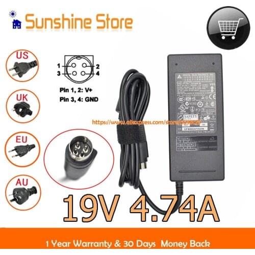 Black 19V 4.74A 90W AC Adapter FSP FSP090-D2BA1 Delta 4 PIN TIP Charger ADP-90FB REV.F AD7044 AP13D05 Power Supply
