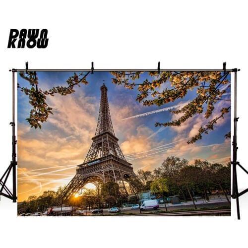 DAWNKNOW Eiffel Tower Photography Background Sunshine Photographic Backdrops Wedding Photo Studio Children Photocall lv2160