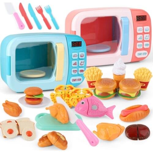 Children Kitchen Toys Simulation Microwave Oven Educational Toys Mini Kitchen Food Pretend Play Cutting Role Playing Girls Toys