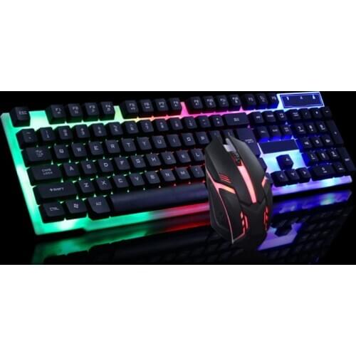 For Laptop Desktop Mac Computer Gamer USB Wired Gaming Keyboard Mouse Set Rainbow LED for PC USB Wired Colorful Keyboard Mouse
