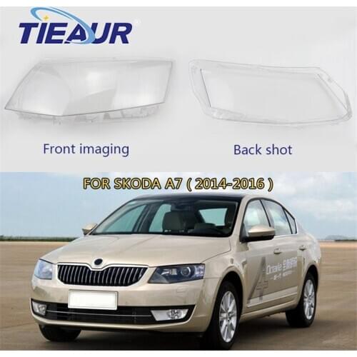 For Skoda A7 2014-2016 Headlight Headlamp Clear Shell 4Doors Front Large Lampshade transparent lens cover replacement