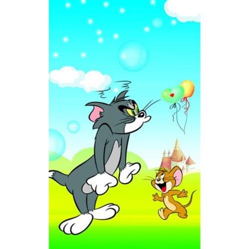 Cartoon Cat Mouse Baby Photography Background Live Backdrop Kids Birthday Party Decoration Tapestry Photo Studio Wallpaper
