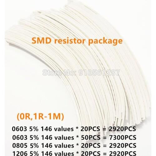 SMD resistor kit 0603 5% 146values 0805 1206 0R 1R 1M OHM 10R 15R 1.2K 4K3 47K 47R 100K 1K 180K 820R 910K 62R 5.1R 510R 36R 3.9R