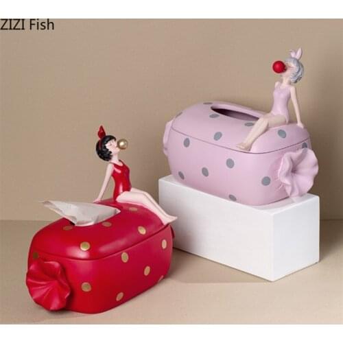 Northern Europe Candy Girl Tissue Box Decoration Modern Home Living Room Tissue Storage Box Decorations Tissue Box Holder Gift