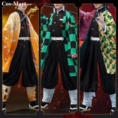 Demon Slayer:Kimetsu No Yaiba Kamado Tanjirou/Agatsuma Zenitsu/Tomioka Giyuu Cosplay Costume Kimono Uniform Role Play Clothing