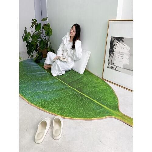 Creative Door Mat Non-slip Leaf Shape Bedroom Sofa Living Room Decoration Simple Fashion Style Entrance Geometric Carpet