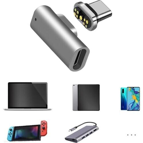Magnetic USB C Adapter 9Pins Type C Connector 100W Fast Charge 20 Mbps Data