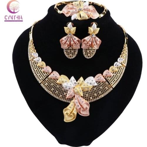CYNTHIA Fashion Jewelry Sets African Nigeria Beads Dubai Gold/Silver Color Women Wedding Bridal Turkish Choker Jewelry Set