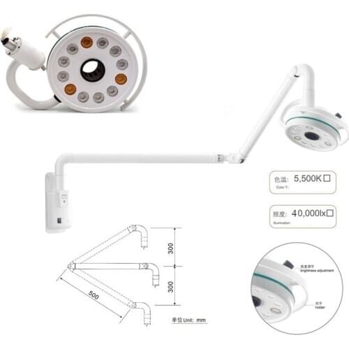 Wall Mounted 36W Medical Surgery LED Shadowless Light Operation Lamp Oral Implant Surgery Examination Lamp Pet Clinic(90V-240V)