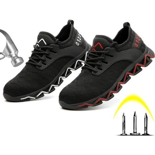 New Mens Safety Work Boots Breathable Flying Woven Anti-Smashing Anti-Puncture Work Shoes Fashion Casual Safety Boots
