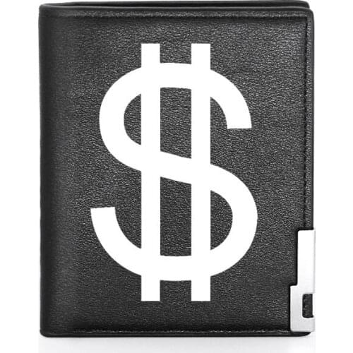 New Arrivals US Dollar Logo Printing Mens Wallet Leather Purse For Male Credit Card Holder Short Slim Bifold Wallet Pocket