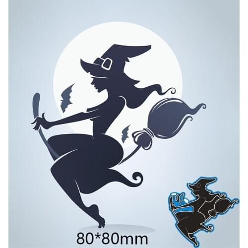 80*80mm Witch broom bat New Metal Cutting dies Stencils for DIY Scrapbooking Paper Cards Craft Making Craft Decoration