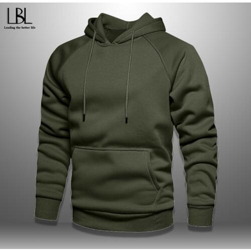 Solid Mens Hoodies Fleece Autumn Winter Sportswear New Fashion Casual Hooded Sweatshirts Men Pullover Man Streetwear EU Size