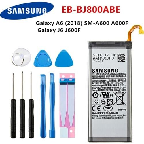 SAMSUNG Orginal EB-BJ800ABE 3000mAh Battery For Samsung Galaxy A6 (2018) SM-A600 A600F Galaxy J6 J600F Mobile Phone +Tools