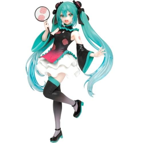 Original Taito Hatsune Anime Toys Black Cheongsam Toys Figure Ornaments Miku Gifts for Friends 18 Cm Kawaii Boxed Gift