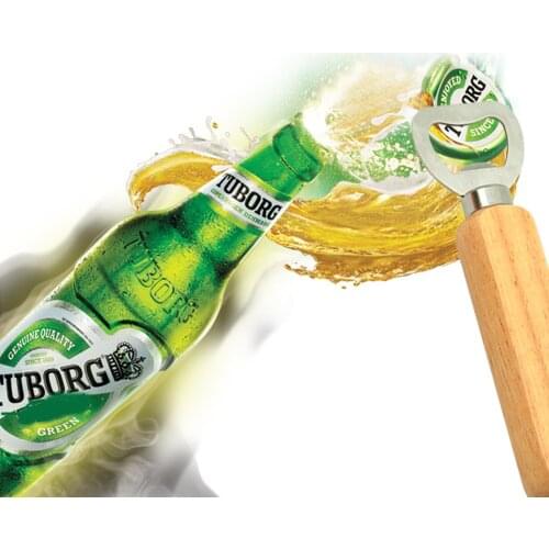 S Wood Handle Beer Bottle Opener Stainless Steel Home Bar Restaurant Kitchen Tools Classic Style Practical