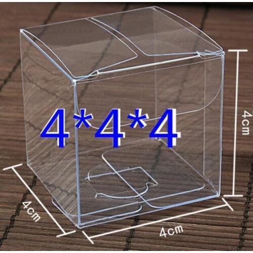 100PCS 4*4*4cm Transparent waterproof Clear PVC boxes Packaging small plastic box storage for food/jewelry/Candy/Gift/cosmetics