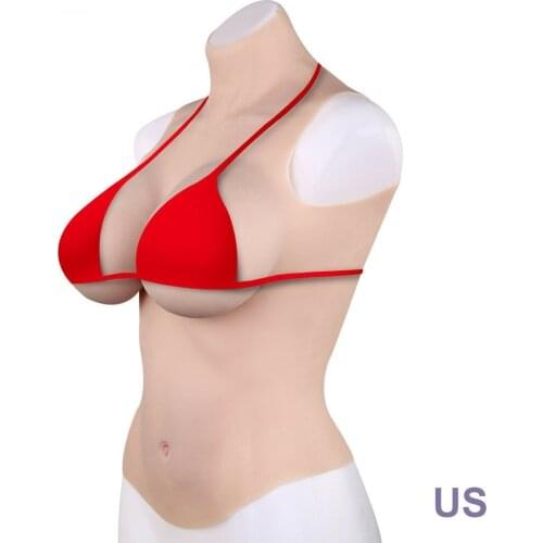 Realistic Silicone Breast Forms Half-body Suit Crossdresser TG Big Boobs