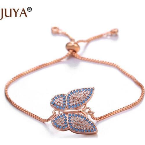 Luxury AAA Cubic Zirconia Butterfly Charm Bracelets Chain Jewelry For Women Girls Gift Wedding Party Accessories