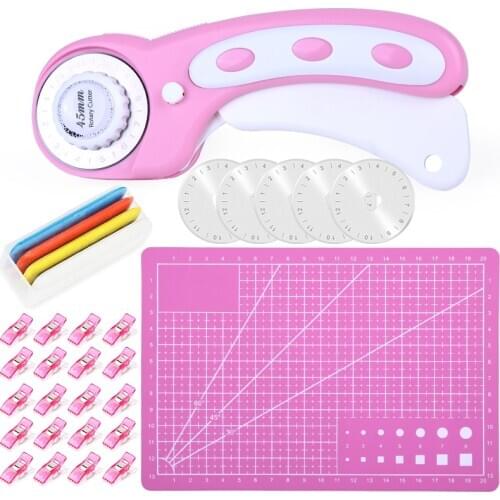 Imzay Pink Rotary Cutter Sewing Tool Kit Patchwork Leather Fabric Sewing Circular Blade DIY Quilting Leather Craft Accessories