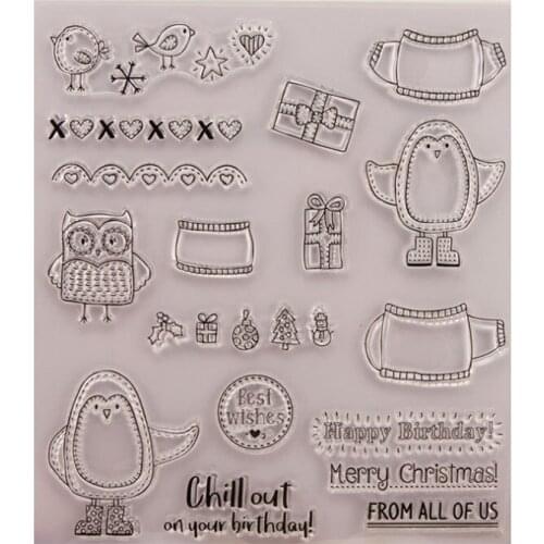 Christmas Winter Transparent Clear Silicone Stamp Seal DIY Scrapbooking Rubber Stamping Coloring Embossing Diary Decor Reusable
