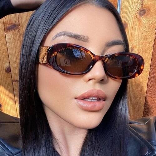 Ins Hot Print Leopard Gradient Sunglasses For Women Vintage Small Round Elegant Sun Glasses Female Sexy Rivet Oval Shades Men