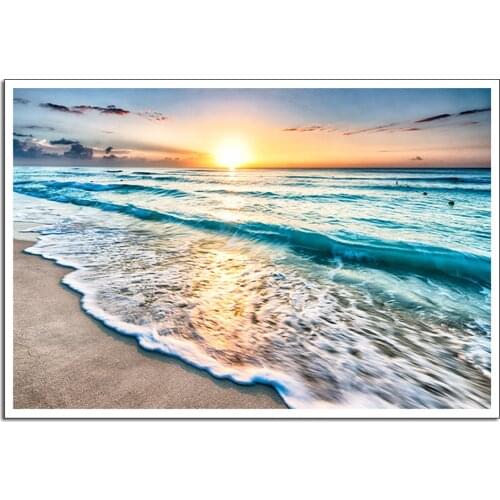 Modern Wall Art Wave View Home Decorational Picture canvas painting posters and prints Landscape Waterproof Ink