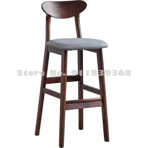 Modern Simple Solid Wood Bar Chair Family Back Bar Stool Front Desk Bar Chair Nordic Luxury High Stool