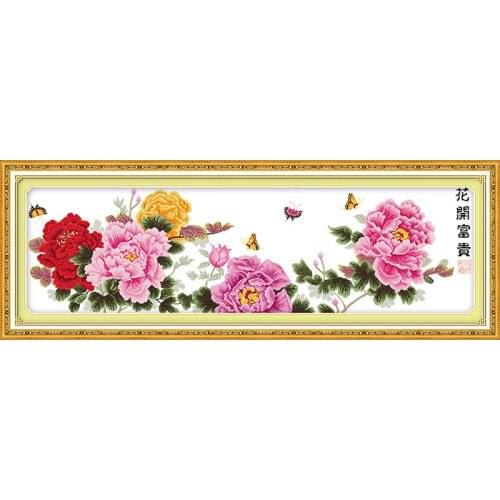 Success in every field cross stitch kit Chinese peony flower pattern count print embroidery DIY handmade needlework supplies bag